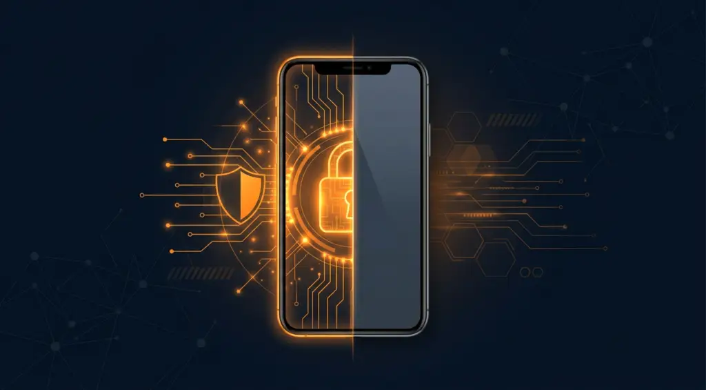 Smartphone divisé montrant la sécurité mobile BYOD avec un profil de travail.